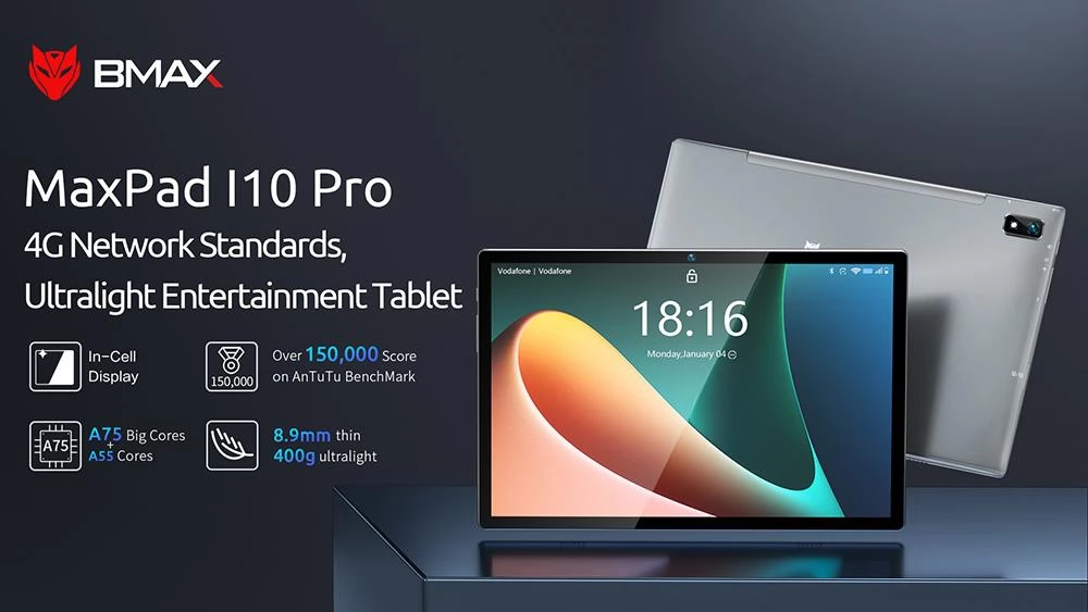 BMAX MaxPad I10 Pro Tablet, UNISOC Tiger T310, 10.1'' Full HD IPS